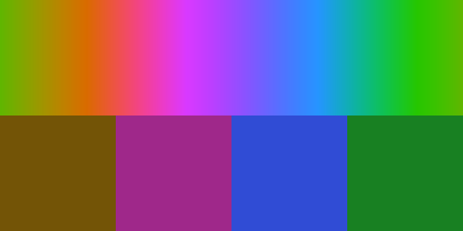 A linear gradient from yellow through orange, red, magenta, blue, cyan, green and back to yellow.